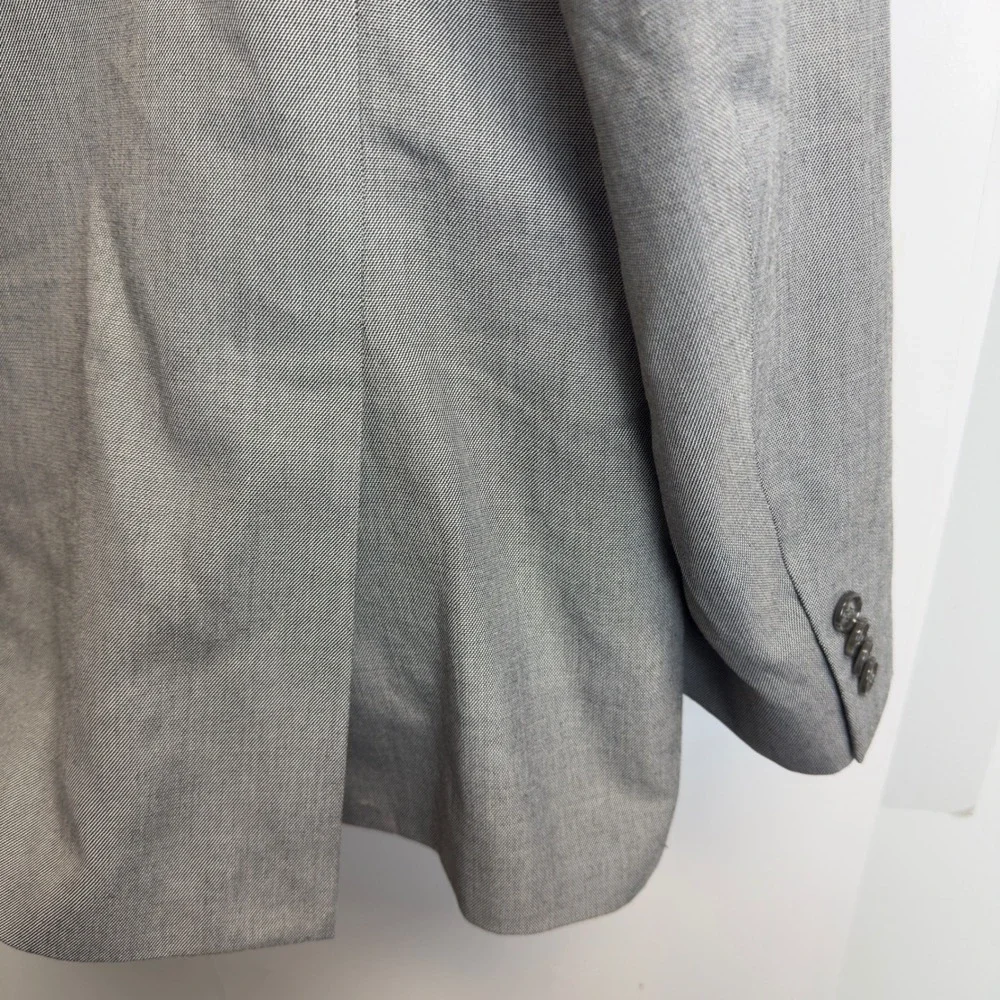 Sean John Mens Gray 3-Button Suit Jacket Blazer 46R Sharkskin Lined Formal